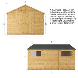 Mercia Modular 10' x 14' (Nominal) Apex Shiplap T&G Timber Workshop