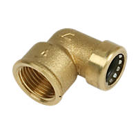 Tectite Sprint  Brass Push-Fit Adapting 90° Female Elbow 15mm x ½"