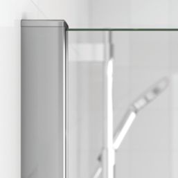 Aqualux Edge 8  Frameless Wet Room Glass Panel Polished Silver 1000mm x 2000mm