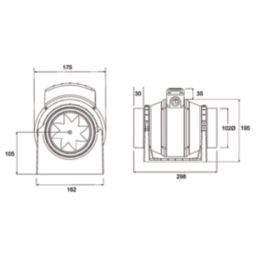 Manrose MF100 100mm Inline Extractor Fan  240V