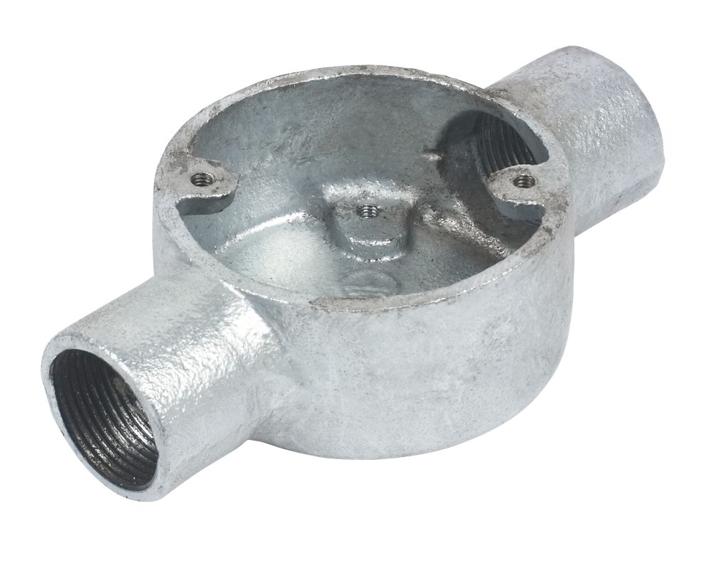 2 Way 25mm Through Conduit Box Silver | Metal Conduit | Screwfix.com