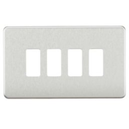 Knightsbridge  4-Module Grid Faceplate Brushed Chrome