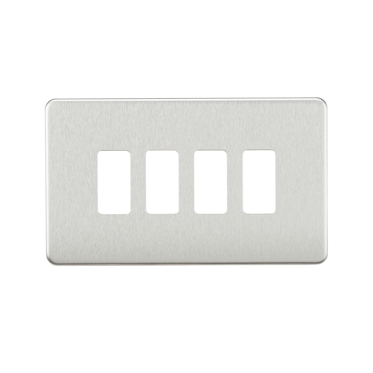 Knightsbridge 4-Module Grid Faceplate Brushed Chrome (268CR)