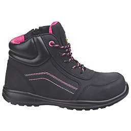 Amblers Lydia Metal Free Womens Safety Boots Black / Pink Size 5