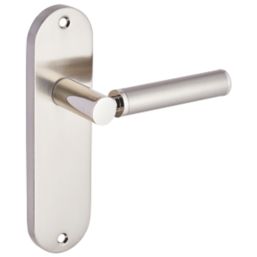 Smith & Locke Lyme Fire Rated Latch Lever Door Handles Pair Chrome / Brushed Nickel