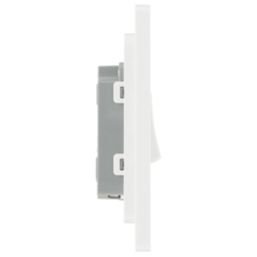 British General Evolve 20A 16AX 1-Gang 2-Way Light Switch  Brushed Steel with White Inserts