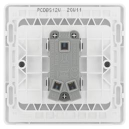 British General Evolve 20A 16AX 1-Gang 2-Way Light Switch  Brushed Steel with White Inserts