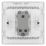 British General Evolve 20A 16AX 1-Gang 2-Way Light Switch  Brushed Steel with White Inserts