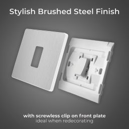 British General Evolve 20A 16AX 1-Gang 2-Way Light Switch  Brushed Steel with White Inserts