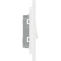 British General Evolve 20 A  16AX 1-Gang 2-Way Light Switch  Brushed Steel with White Inserts