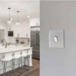 British General Evolve 20A 16AX 1-Gang 2-Way Light Switch  Brushed Steel with White Inserts