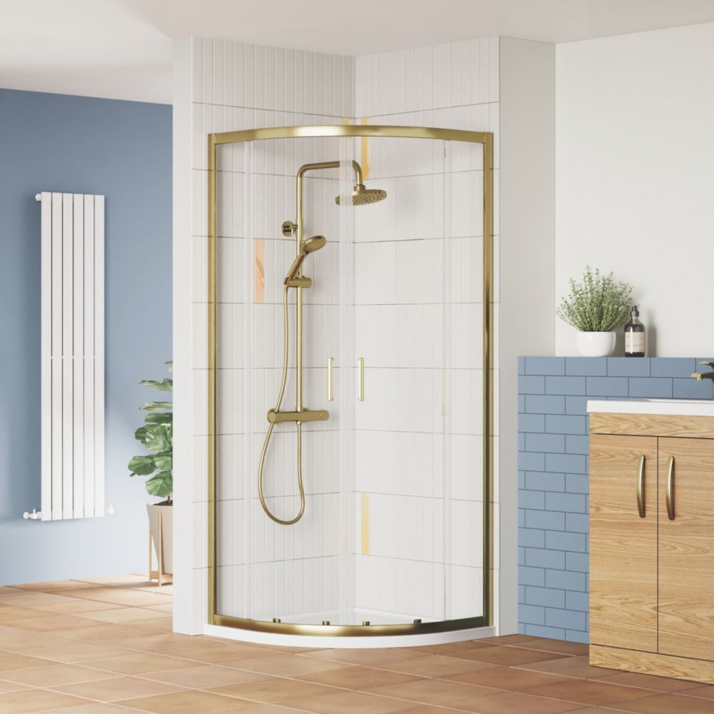 ETAL Framed Quadrant Shower Enclosure & Tray Brushed Brass 780mm x ...