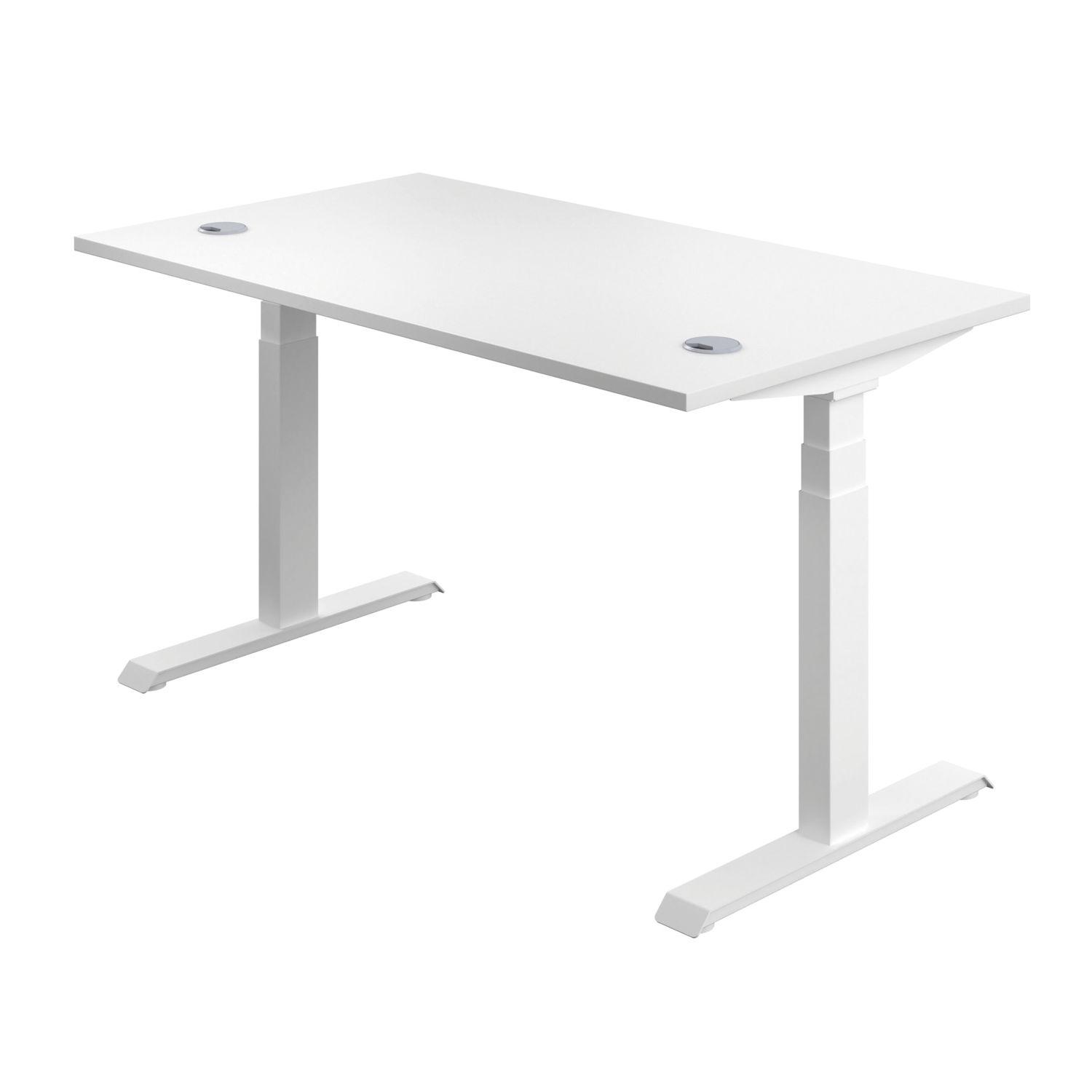 TC Group Economy Back To Back Powered Rectangular Sit Stand Desk White/White 1400mm x 0.62-1.28m (268TT)