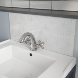 Laura Ashley Wicker Self-Adhesive Bathroom Splashback Gloss Pearl White 250mm x 600mm x 4mm