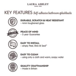 Laura Ashley Wicker Self-Adhesive Bathroom Splashback Gloss Pearl White 250mm x 600mm x 4mm
