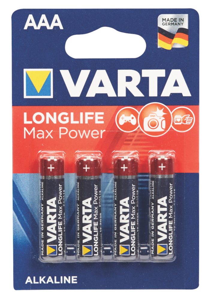 Varta Longlife Max Power AAA Batteries 4 Pack Screwfix