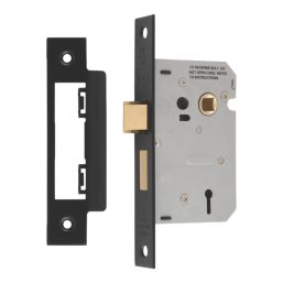 Smith & Locke  3 Lever Matt Black Mortice Sashlock 65mm Case - 44mm Backset