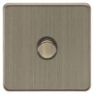 Knightsbridge Screwless 1-Gang 2-Way LED Dimmer Switch  Antique Brass