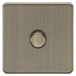 Knightsbridge Screwless 1-Gang 2-Way LED Dimmer Switch  Antique Brass