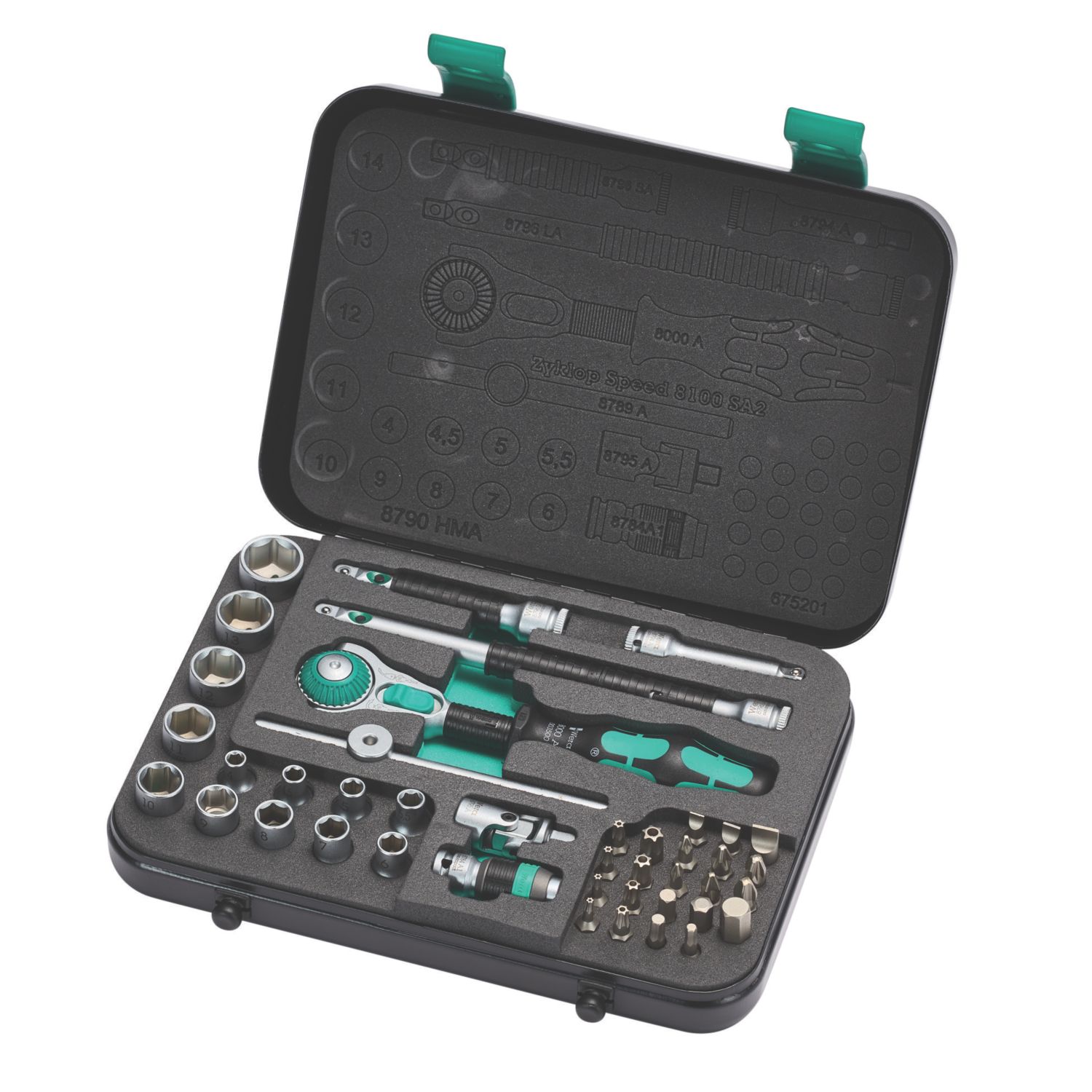 Wera 8100 SA 2 Zyklop Speed 1/4" Drive Ratchet & Socket Set 42 Pcs (269FP)