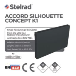 Stelrad 450mm x 600mm 1358BTU Grey Type 11 Convector Radiator