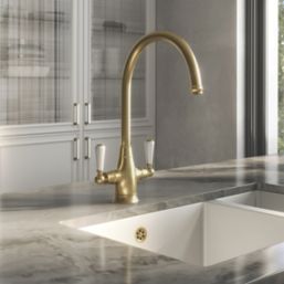 ETAL Oswald Dual Lever Kitchen Mixer Brushed Brass