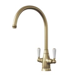 ETAL Oswald Dual Lever Kitchen Mixer Brushed Brass