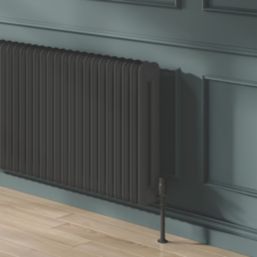 Reina 600mm x 820mm 4622BTU Black Horizontal 2 Column Radiator