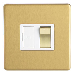 Contactum Lyric 13A Switched Fused Spur  Brushed Brass with White Inserts