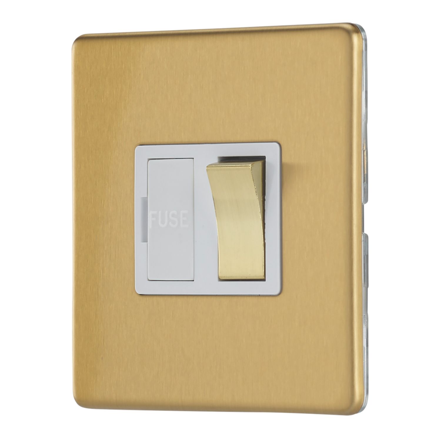 Contactum Lyric 13A Switched Fused Spur Brushed Brass with White Inserts (269RP)