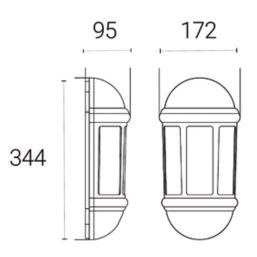 4lite  Outdoor Half Wall Light/Lantern  With PIR Sensor Black