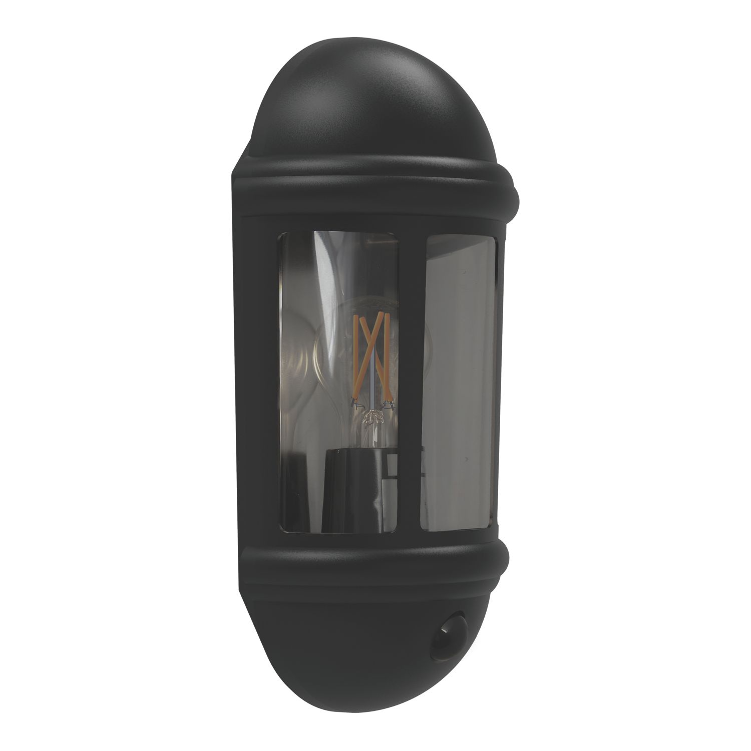4lite Outdoor Half Wall Light/Lantern With PIR Sensor Black (269RR)