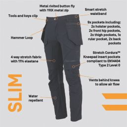 Site Varnik Stretch Work Trousers Black 34" W 34" L