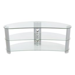 AVF Jelly Bean FS1200CURCS TV Stand Silver Body / Clear Glass