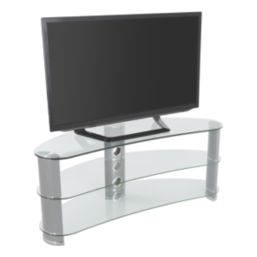 AVF Jelly Bean FS1200CURCS TV Stand Silver Body / Clear Glass