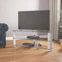 AVF Jelly Bean FS1200CURCS TV Stand Silver Body / Clear Glass