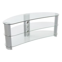 Clear glass best sale tv stand