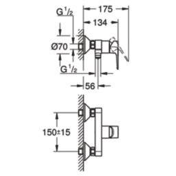 Grohe Start Loop Exposed Single Outlet Manual Chrome Wall-Mounted Shower Mixer Valve