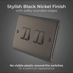 British General Nexus Metal 20A 16AX 4-Gang 2-Way Light Switch  Black Nickel