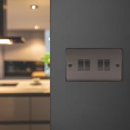 British General Nexus Metal 20A 16AX 4-Gang 2-Way Light Switch  Black Nickel