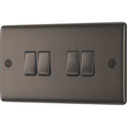 British General Nexus Metal 20A 16AX 4-Gang 2-Way Light Switch  Black Nickel