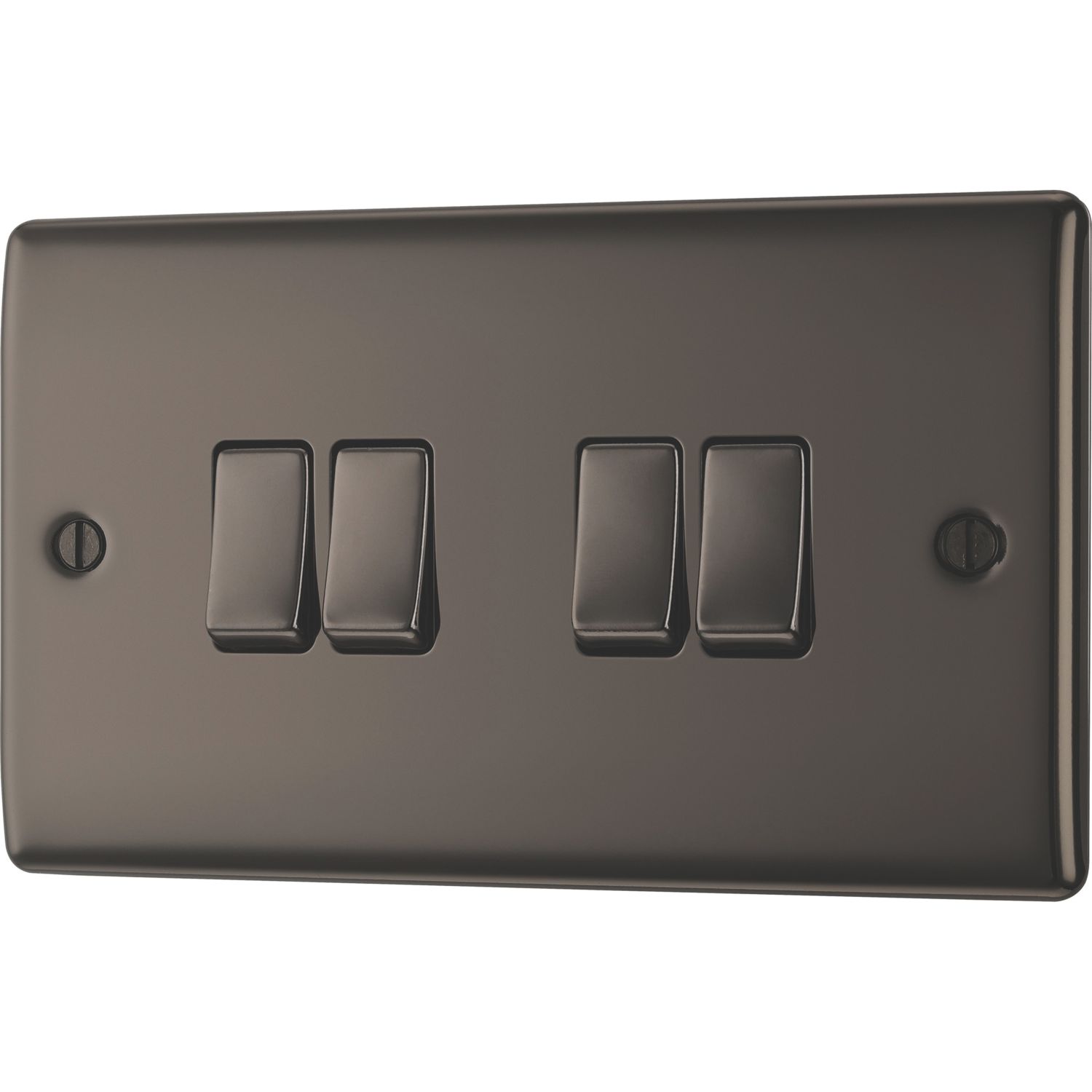 British General Nexus Metal 20A 16AX 4-Gang 2-Way Light Switch Black Nickel (270XF)