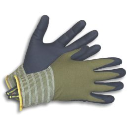 ClipGlove Weeding   Polyester Gardening Gloves Navy / Khaki Large