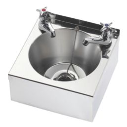 1 Bowl Stainless Steel Wall-Hung Washbasin & 2 Taps 290mm x 290mm