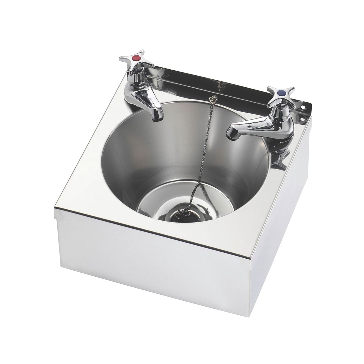 1 Bowl Stainless Steel Wall-Hung Washbasin & 2 Taps 290mm x 290mm (27102)