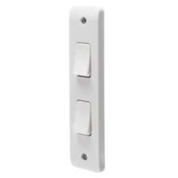 Crabtree Instinct 10AX 2-Gang 2-Way Architrave Switch  White