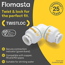 Flomasta Twistloc Plastic Push-Fit Equal 90° Elbow 28mm