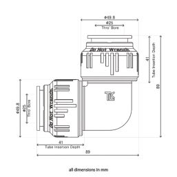 Flomasta  Plastic Push-Fit Equal 90° Elbow 28mm