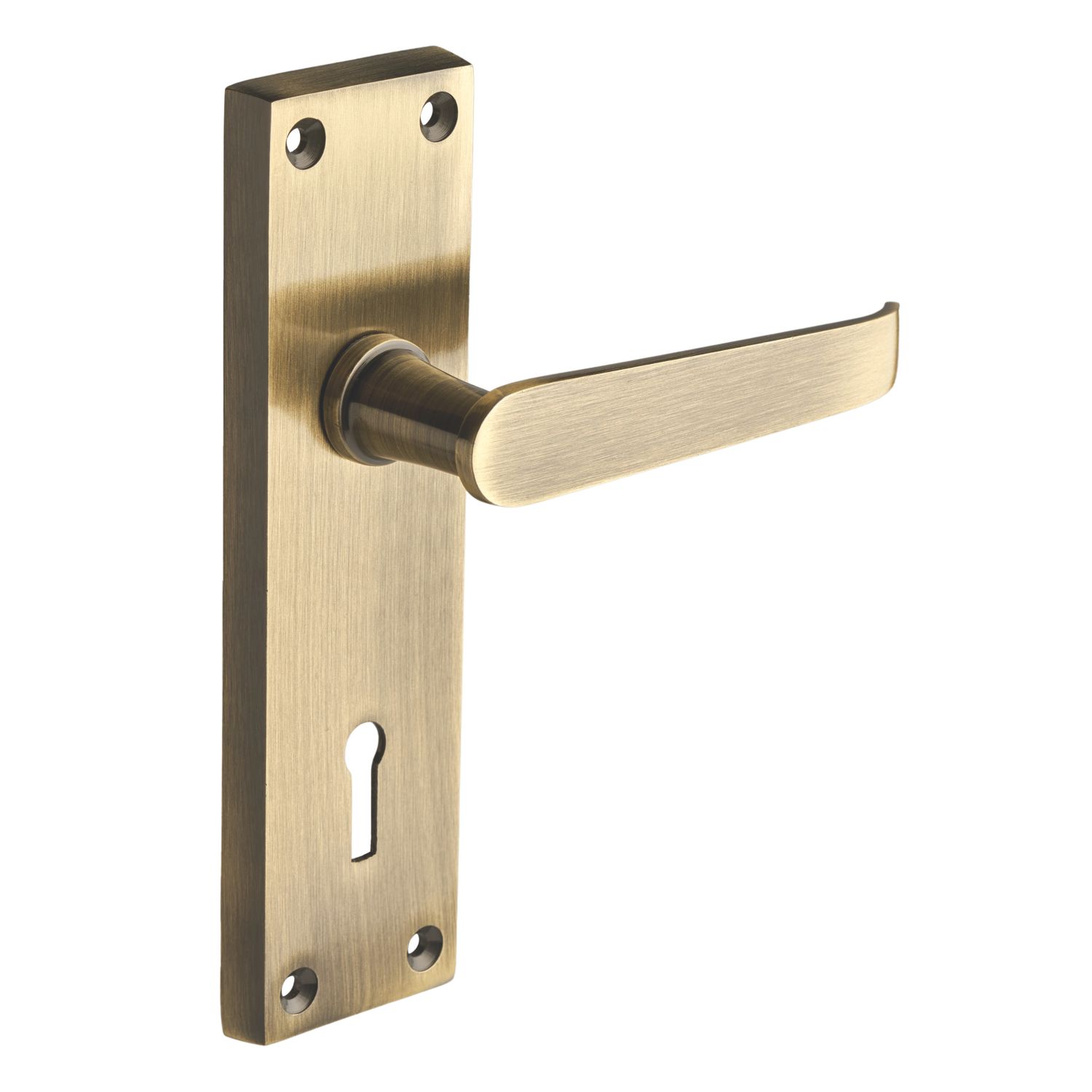 Designer Levers Victorian Fire Rated Long Straight Lever Lock Door Handle Pair Antique Brass (271KK)