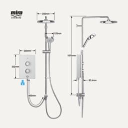 Mira Decor White 9.5kW  Manual Dual Outlet Electric Shower